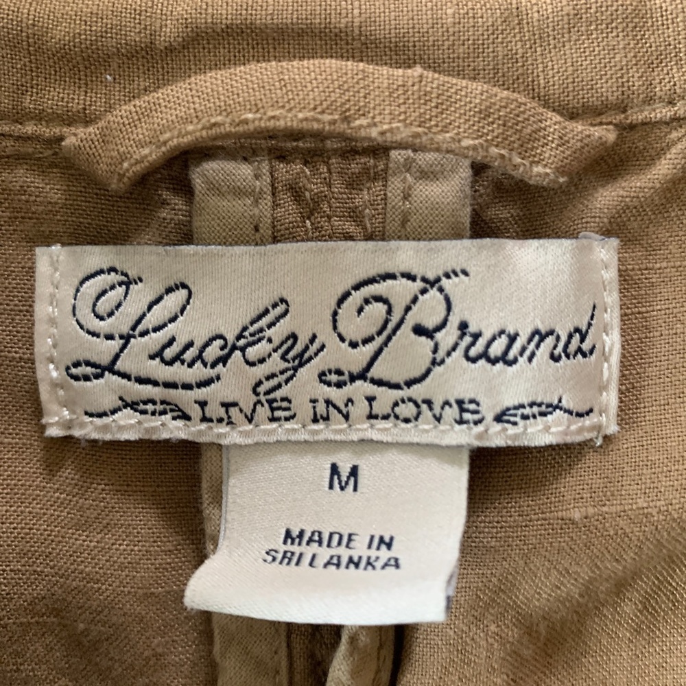 Lucky Brand Live In Love Lightweight Linen Blend Military Style Jacket Size M - Picture 5 of 12